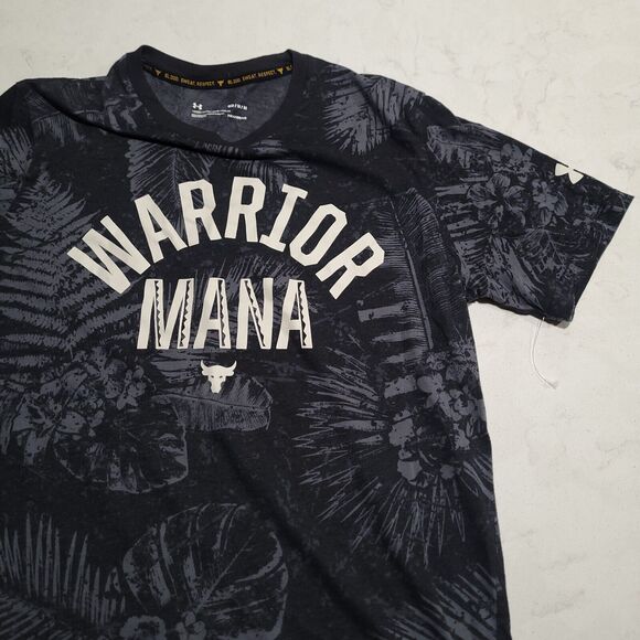 Under Armour The Rock Warrior Mana Hawaiian Floral Active T-Shirt Medium NWOT - Picture 1 of 7
